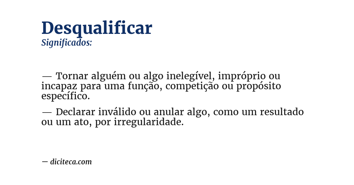 Significado de desqualificar