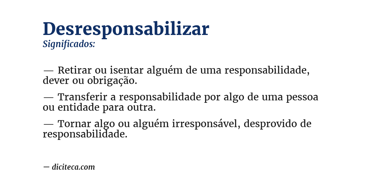 Significado de desresponsabilizar