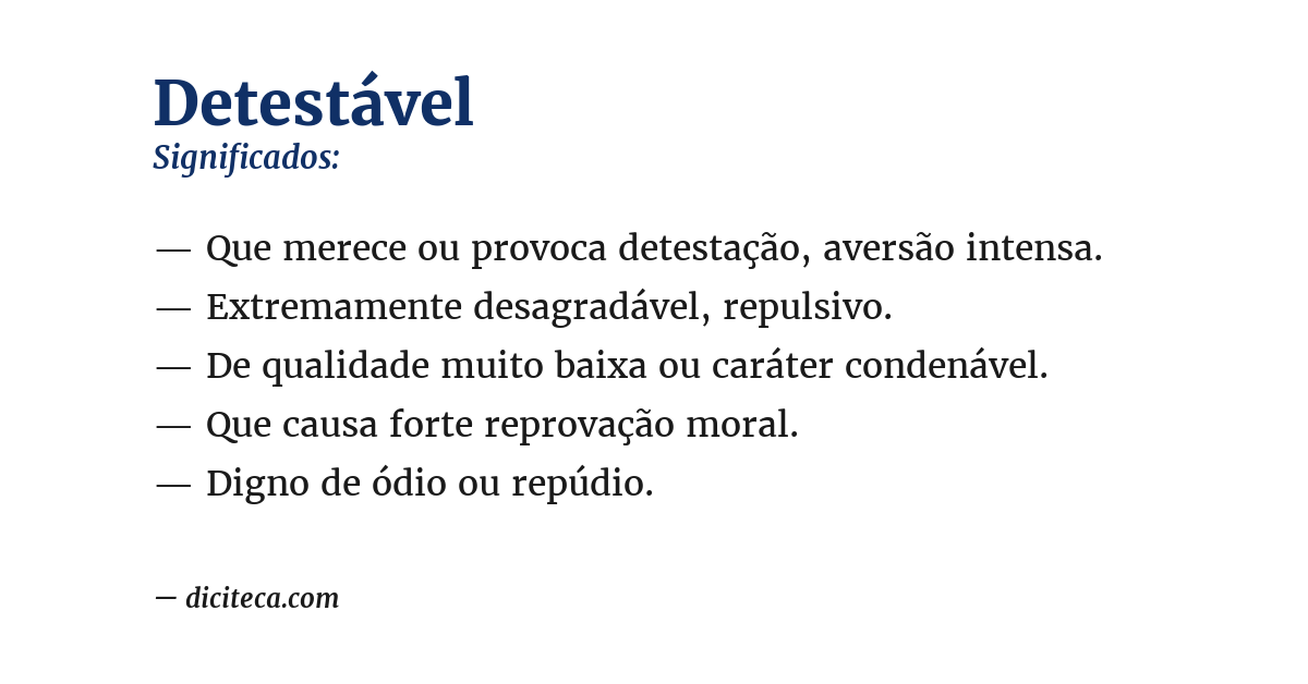 Significado de detestável