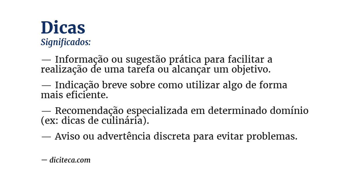 Significado de dicas