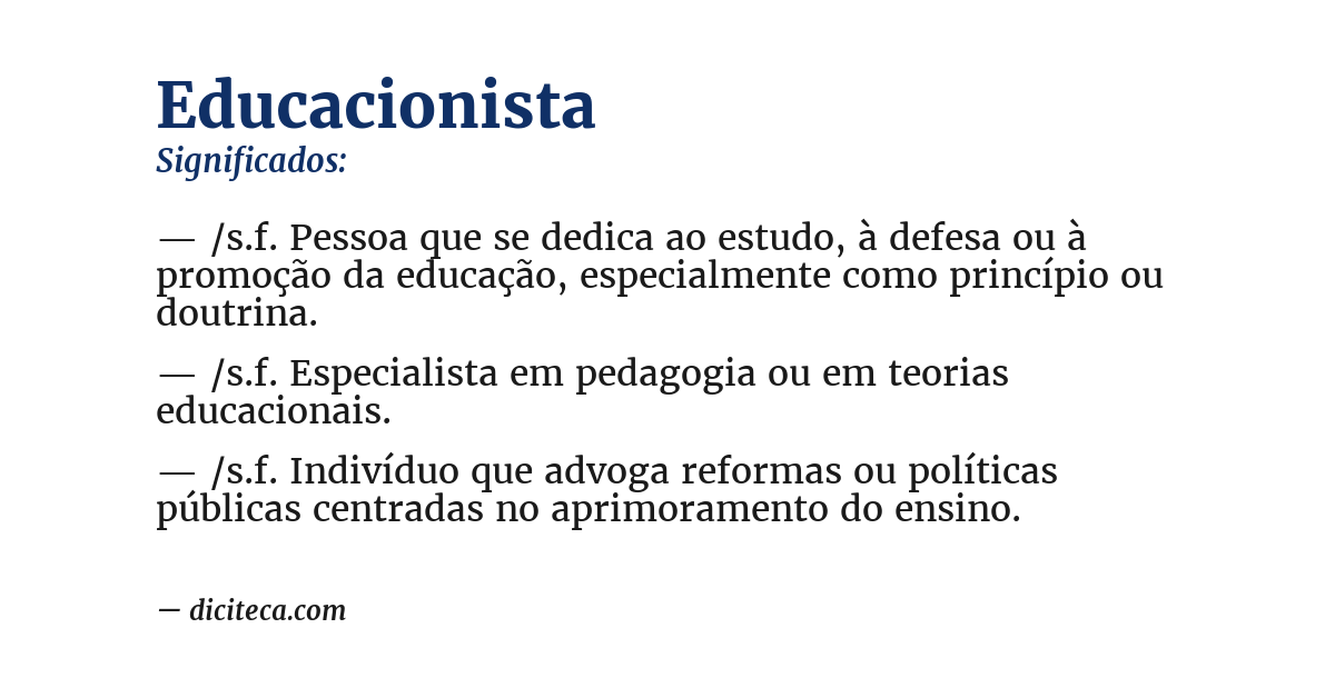 Significado de educacionista