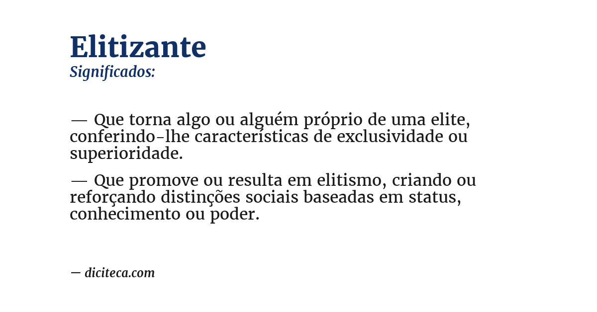 Significado de elitizante