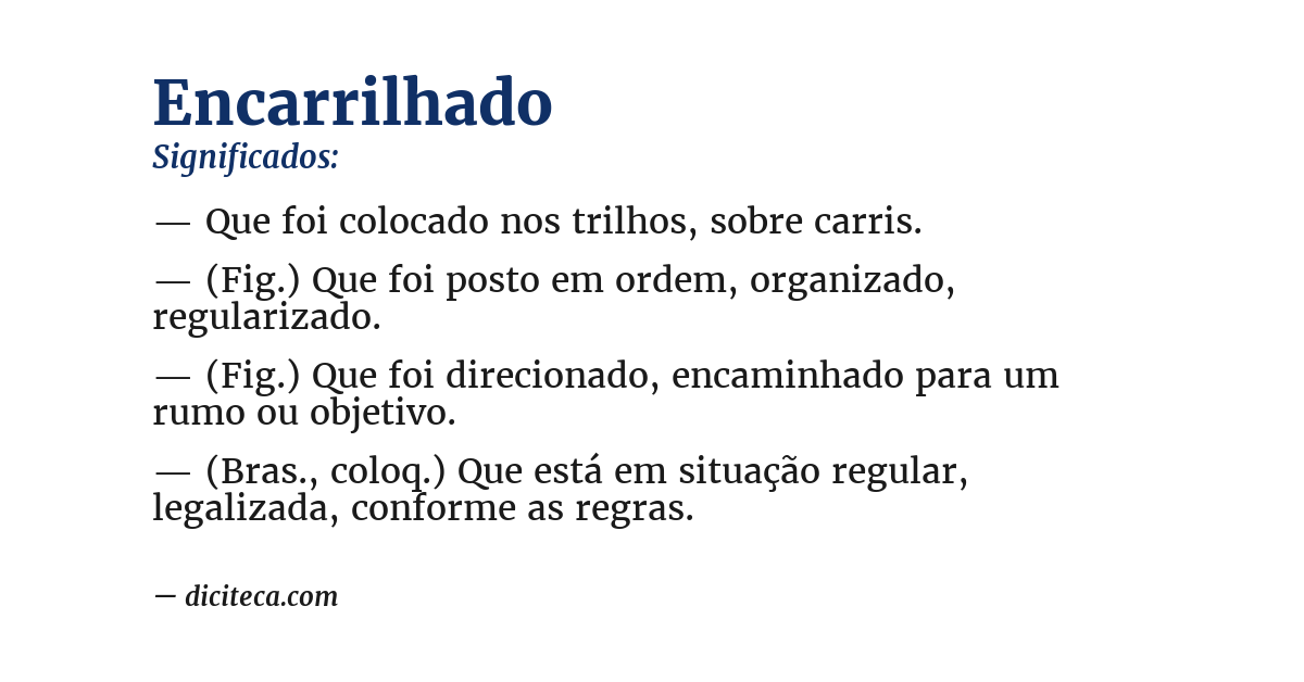 Significado de encarrilhado