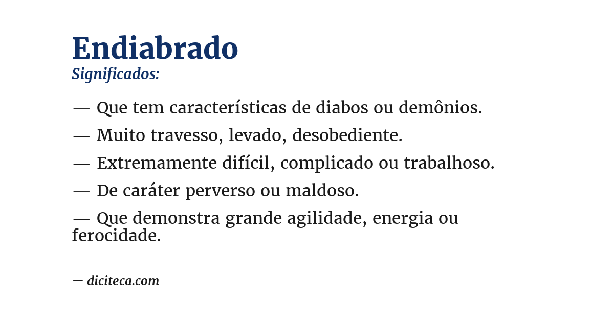Significado de endiabrado