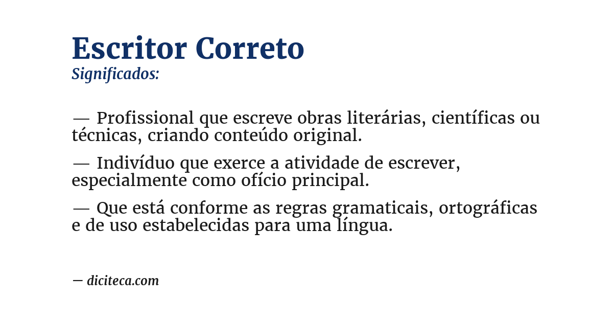 Significado de escritor correto