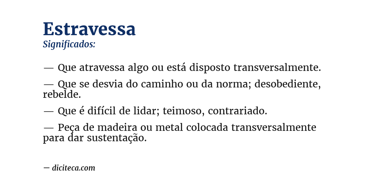 Significado de estravessa