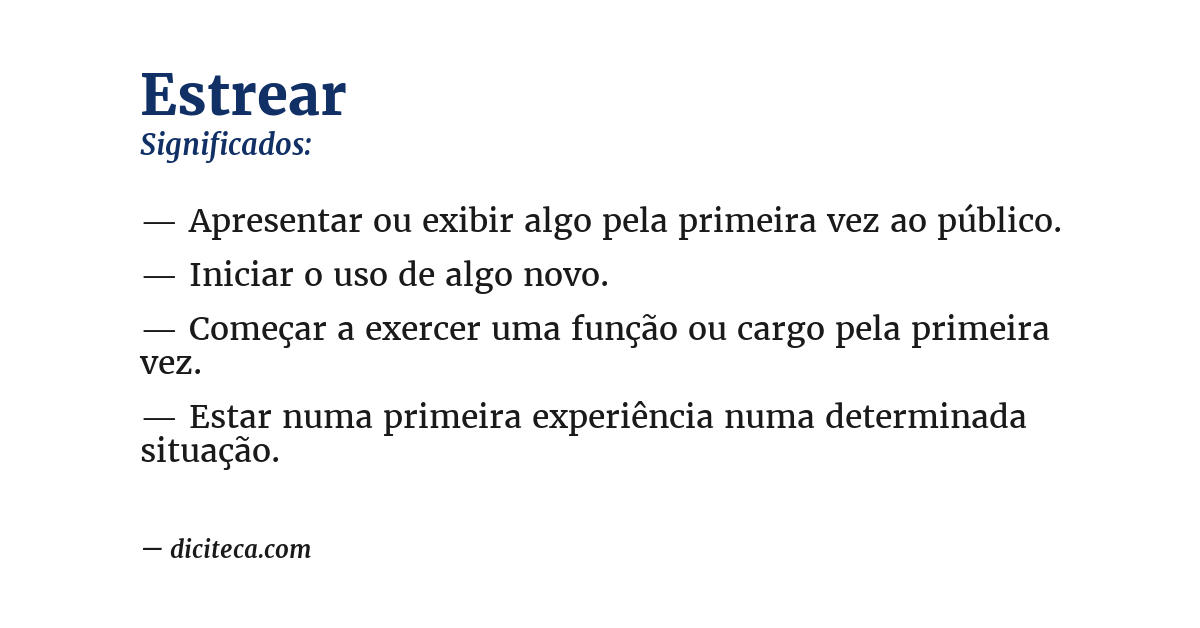 Significado de estrear