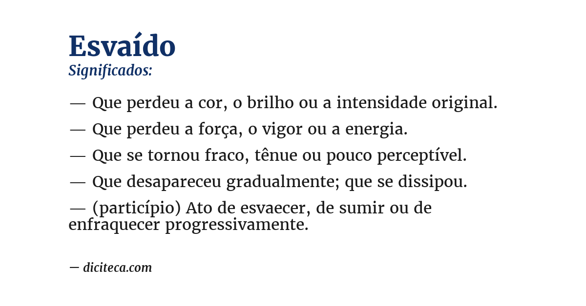 Significado de esvaído