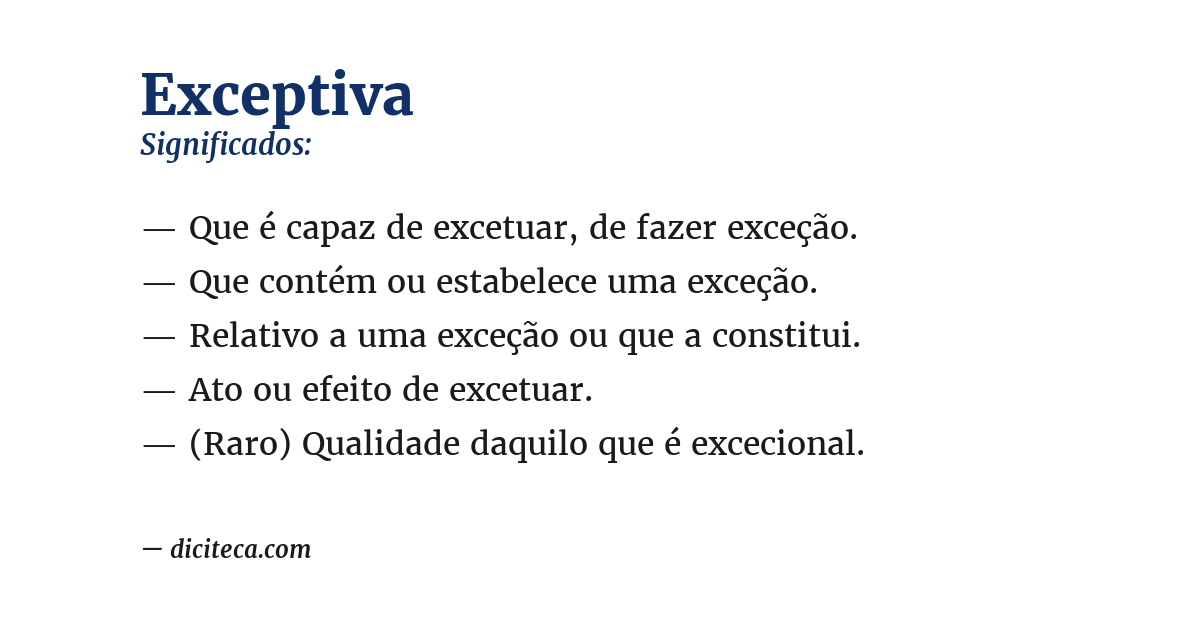 Significado de exceptiva