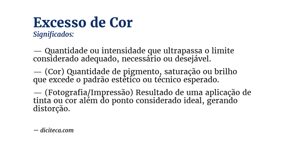 Significado de excesso de cor