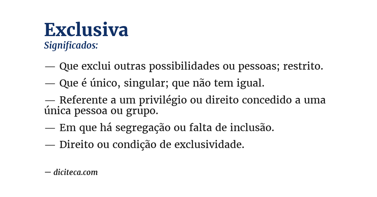 Significado de exclusiva
