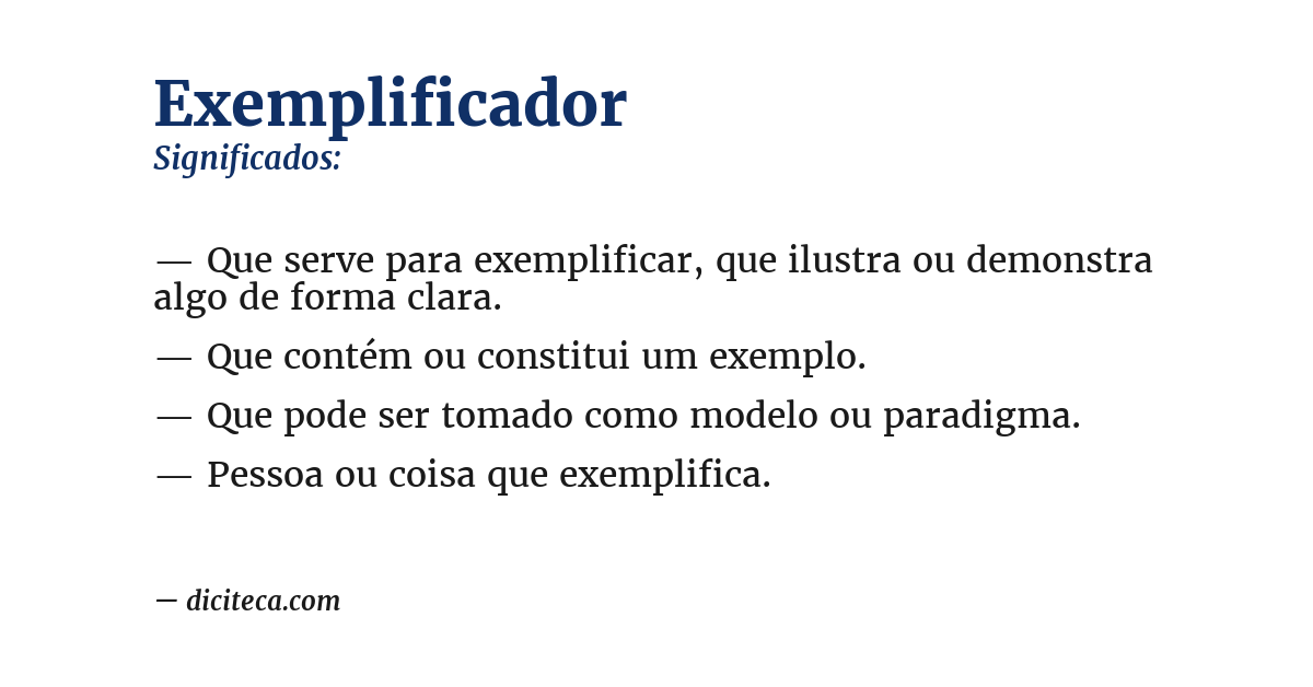 Significado de exemplificador