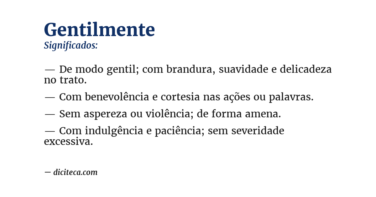 Significado de gentilmente