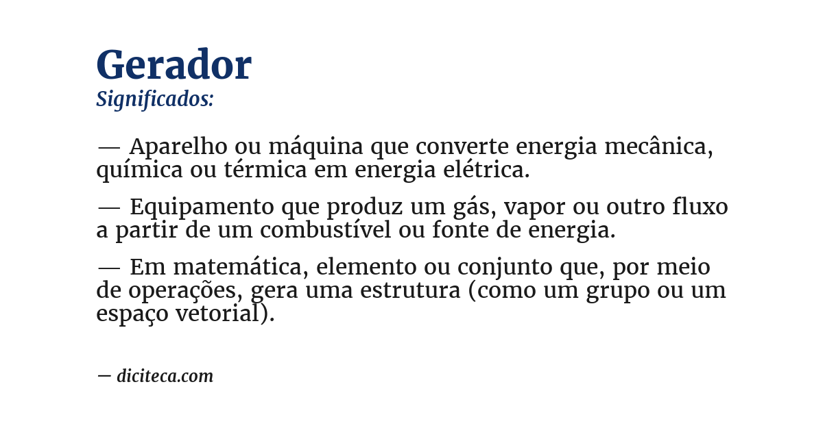 Significado de gerador