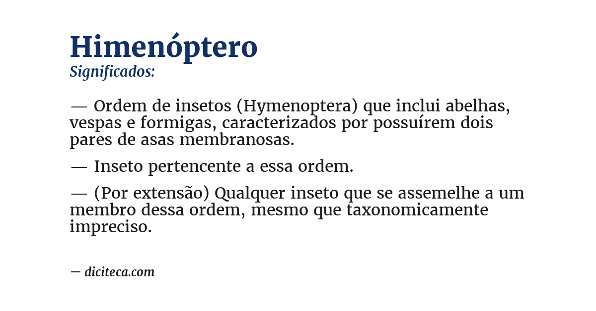 Significado de himenóptero