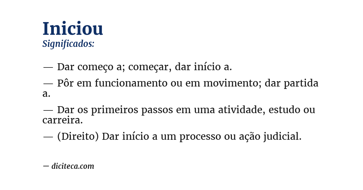 Significado de iniciou