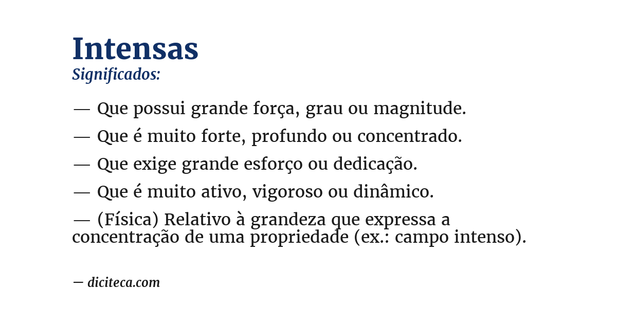 Significado de intensas