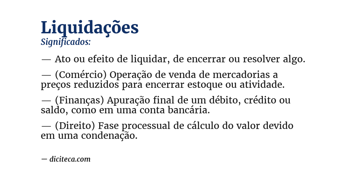 Significado de liquidações