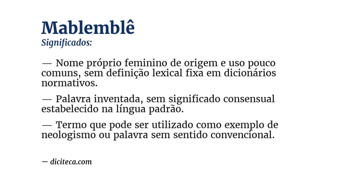 Significado de mablemblê