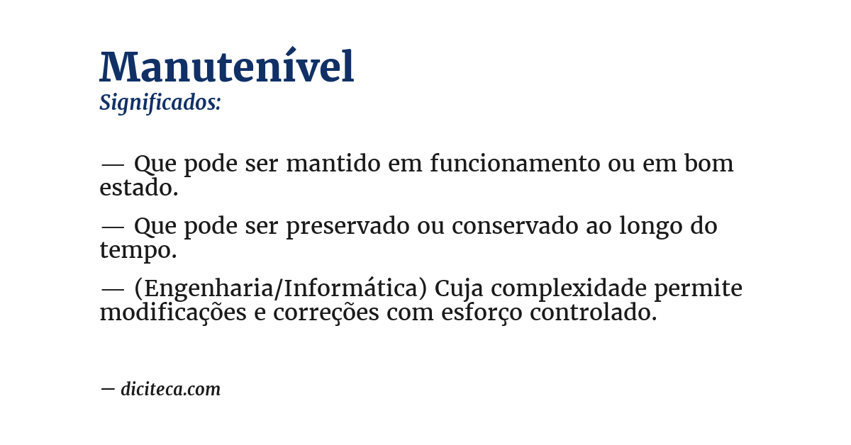 Significado de manutenível