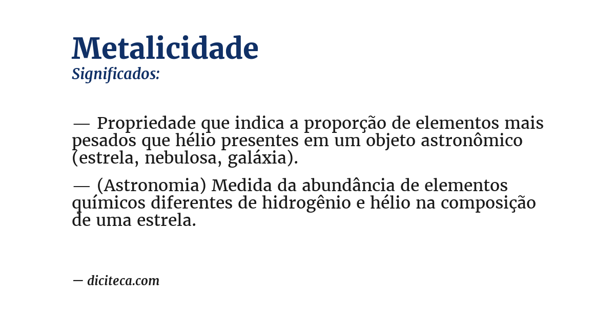 Significado de metalicidade