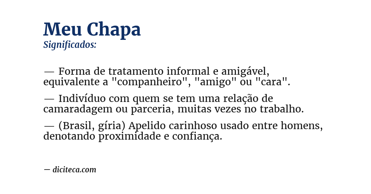 Significado de meu chapa