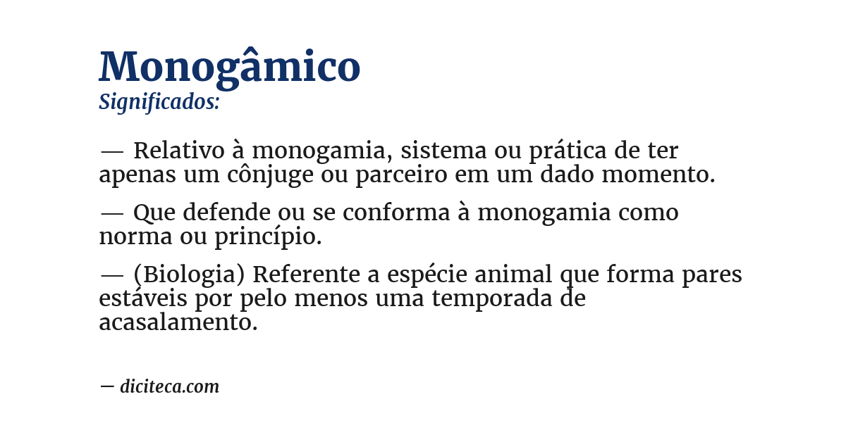 Significado de monogâmico