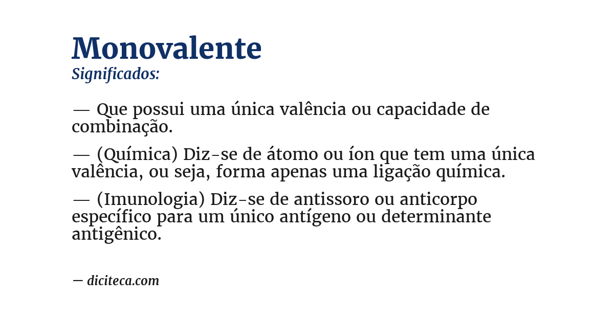 Significado de monovalente