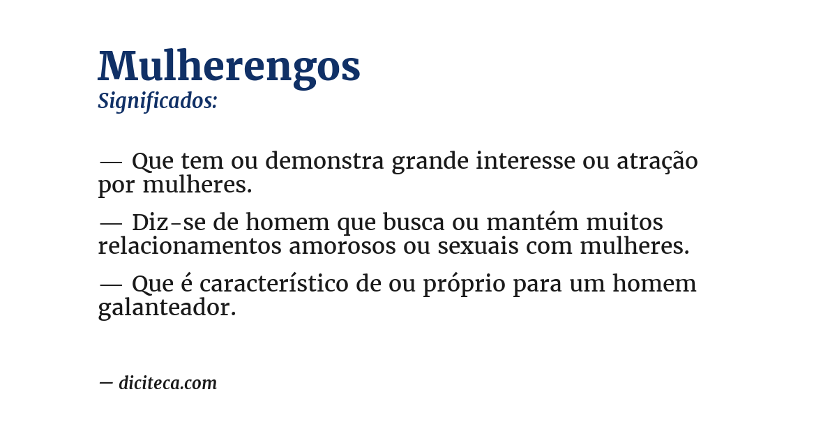 Significado de mulherengos