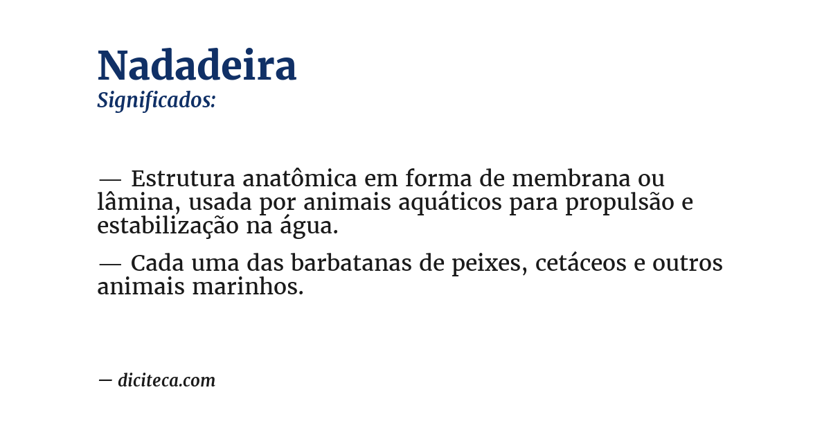 Significado de nadadeira