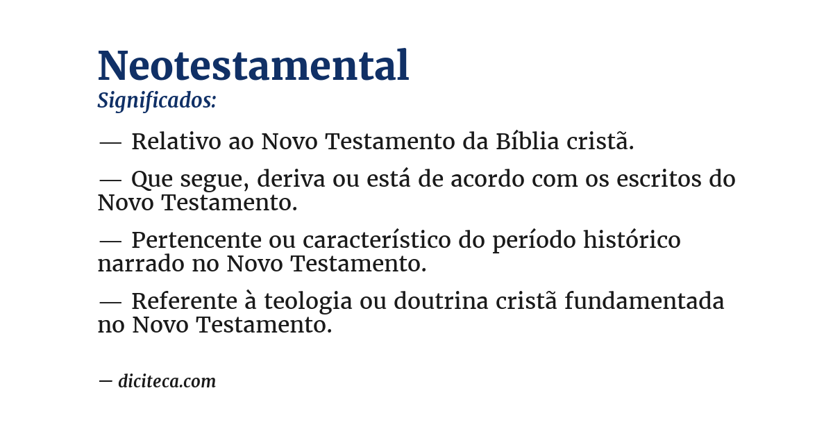 Significado de neotestamental