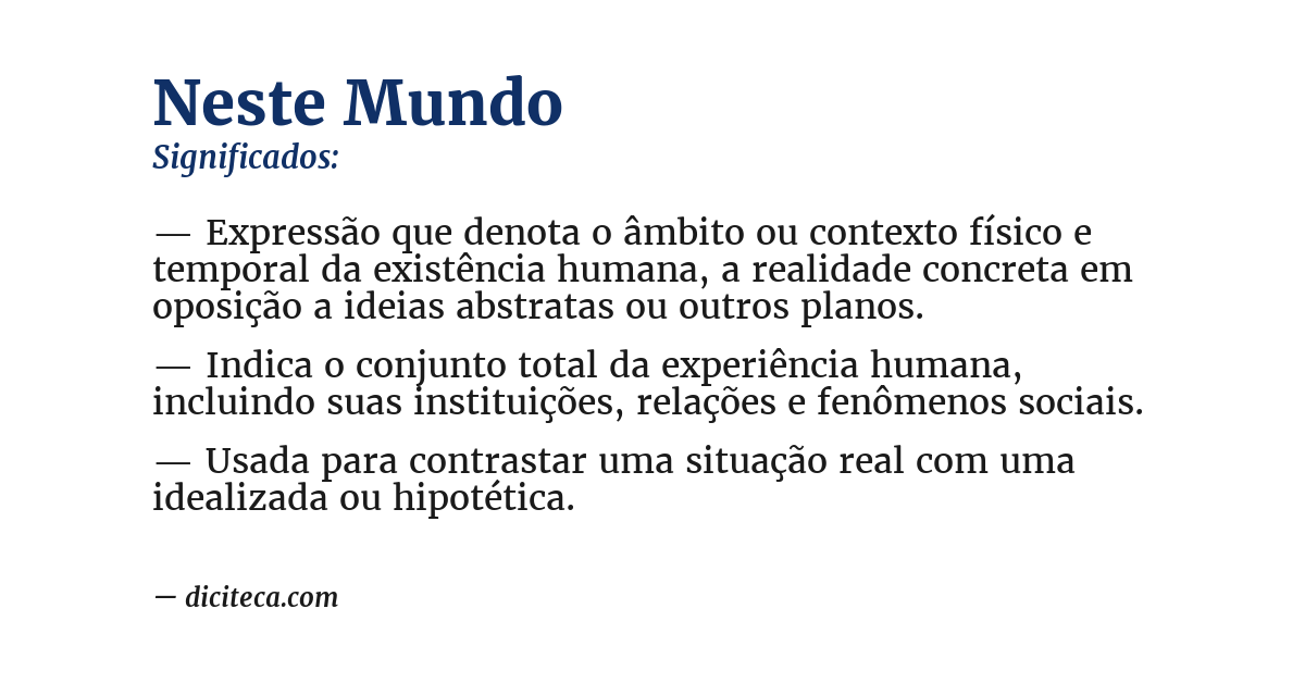 Significado de neste mundo