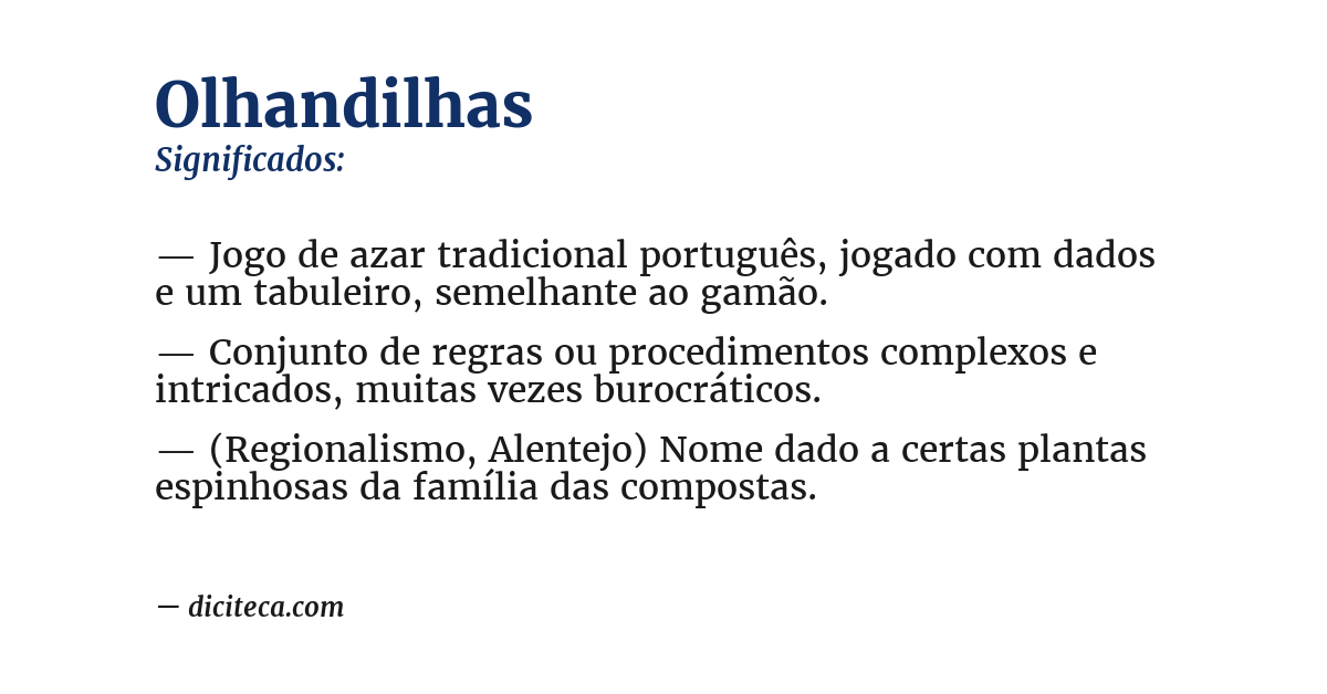 Significado de olhandilhas