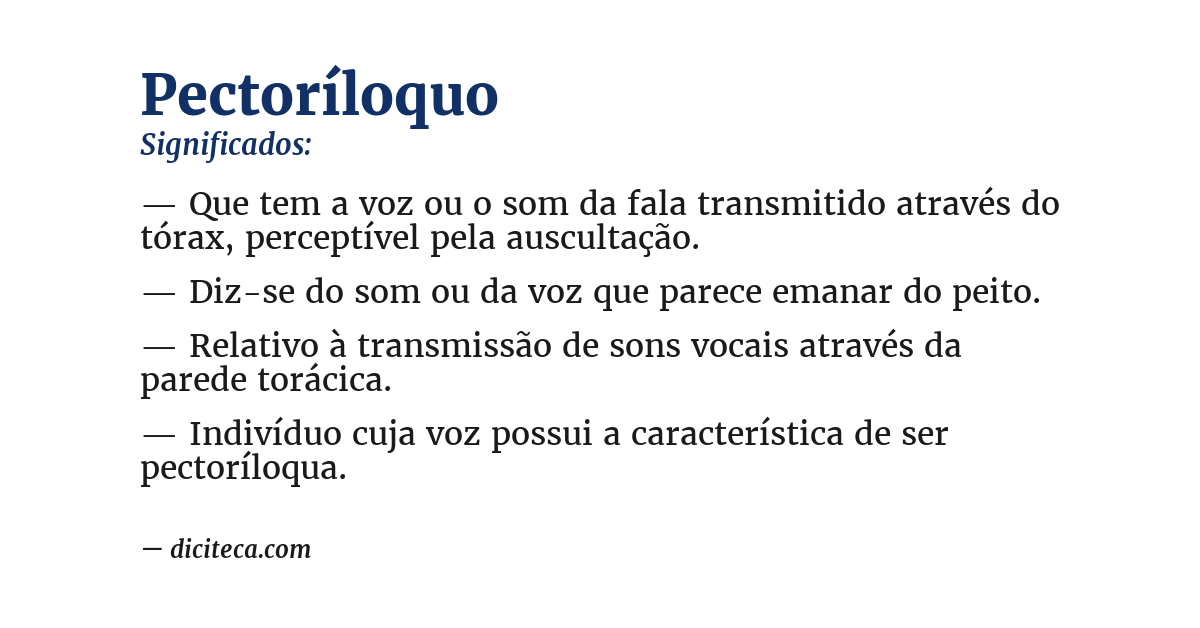 Significado de pectoríloquo