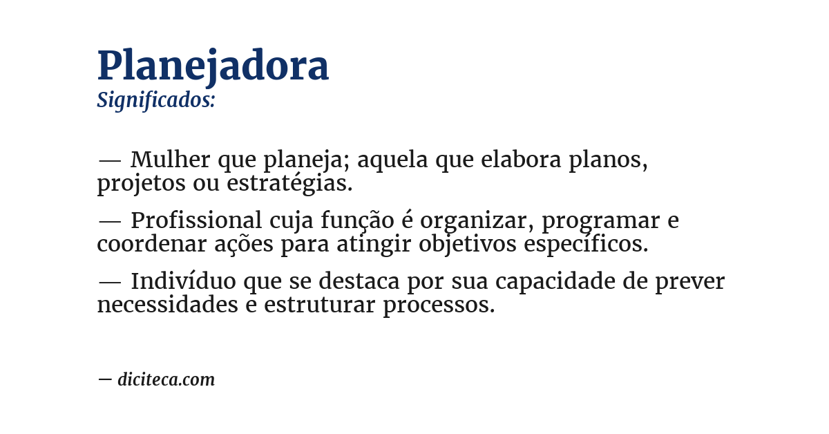 Significado de planejadora