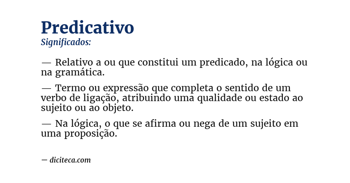 Significado de predicativo