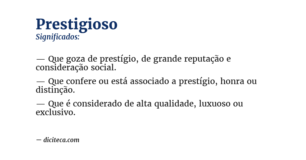 Significado de prestigioso