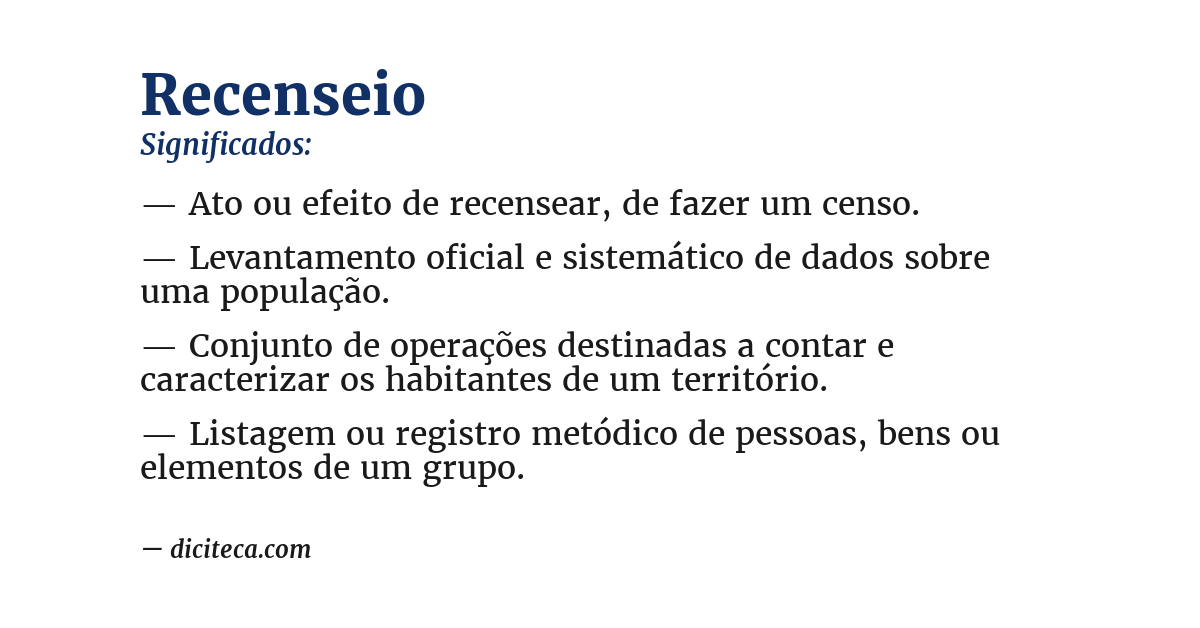 Significado de recenseio