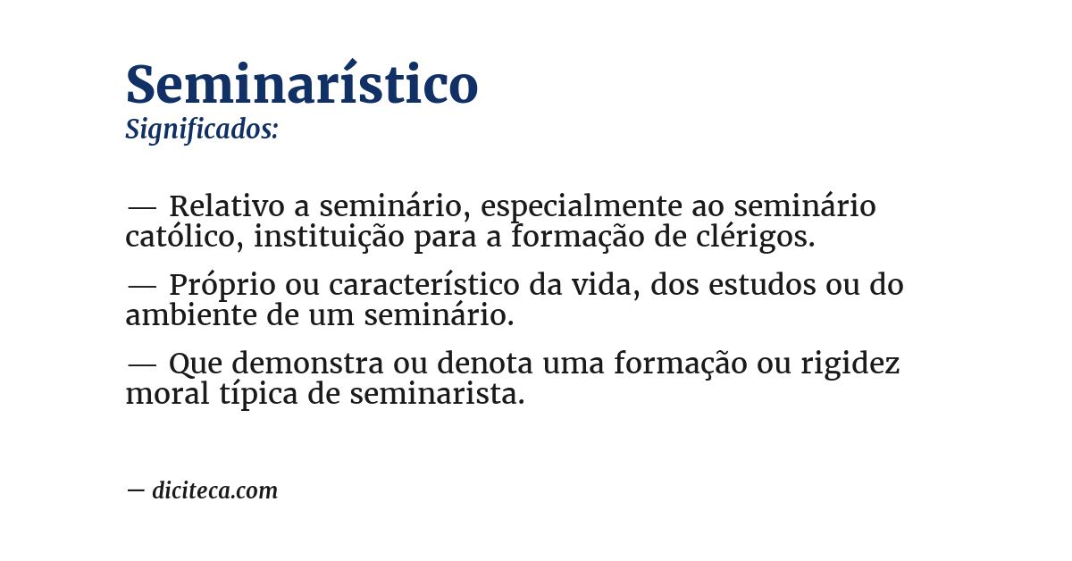 Significado de seminarístico