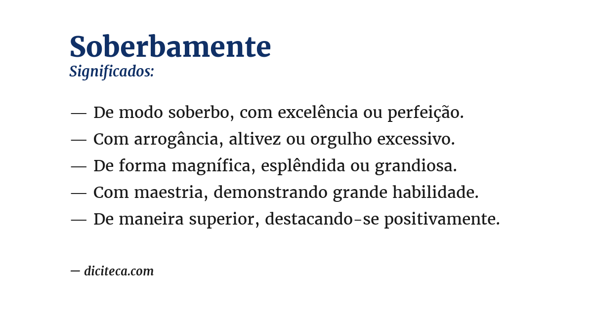 Significado de soberbamente