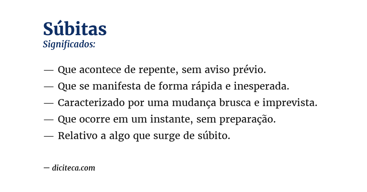 Significado de súbitas