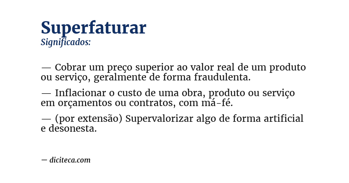 Significado de superfaturar