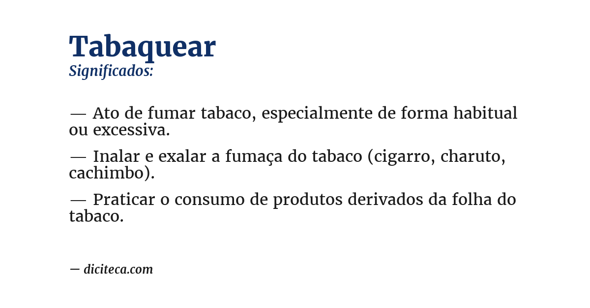 Significado de tabaquear