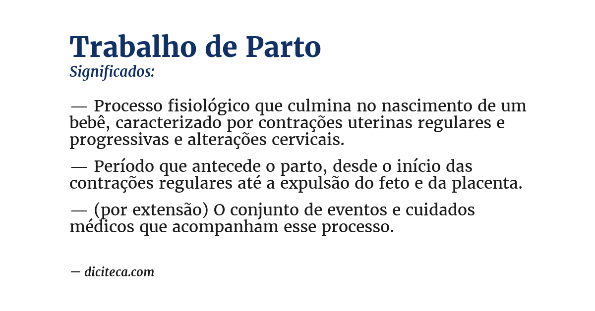 Significado de trabalho de parto