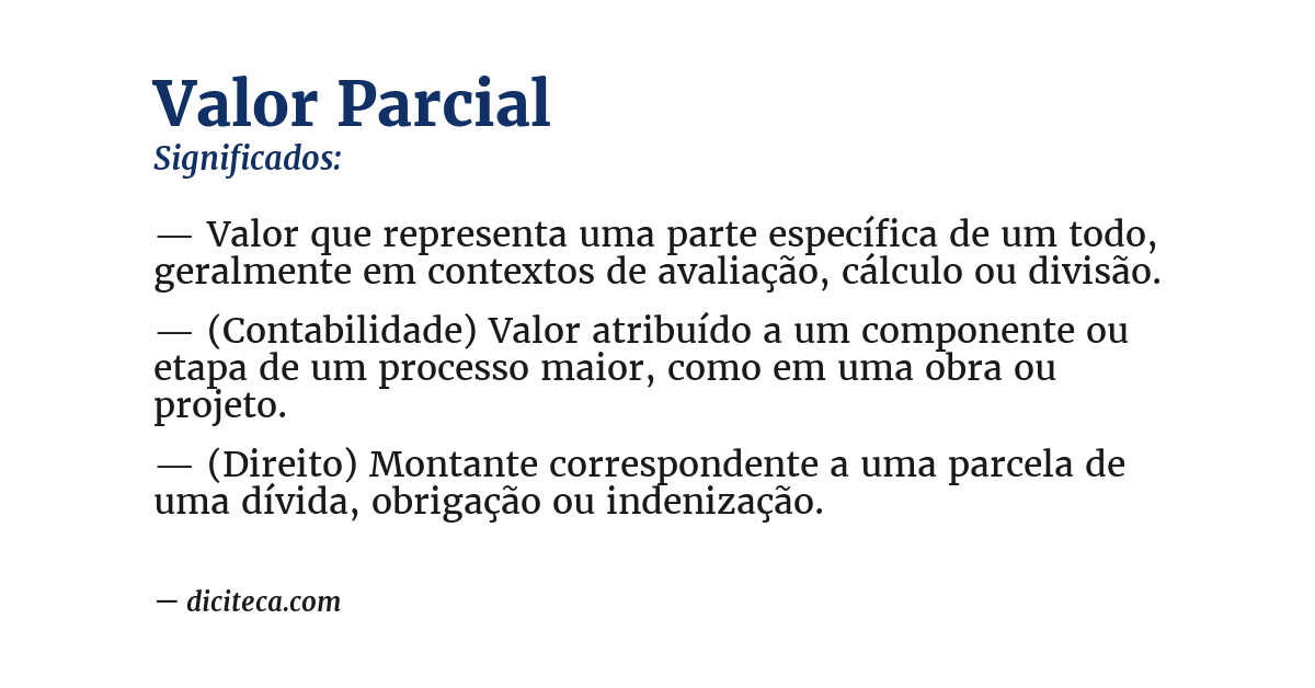 Significado de valor parcial