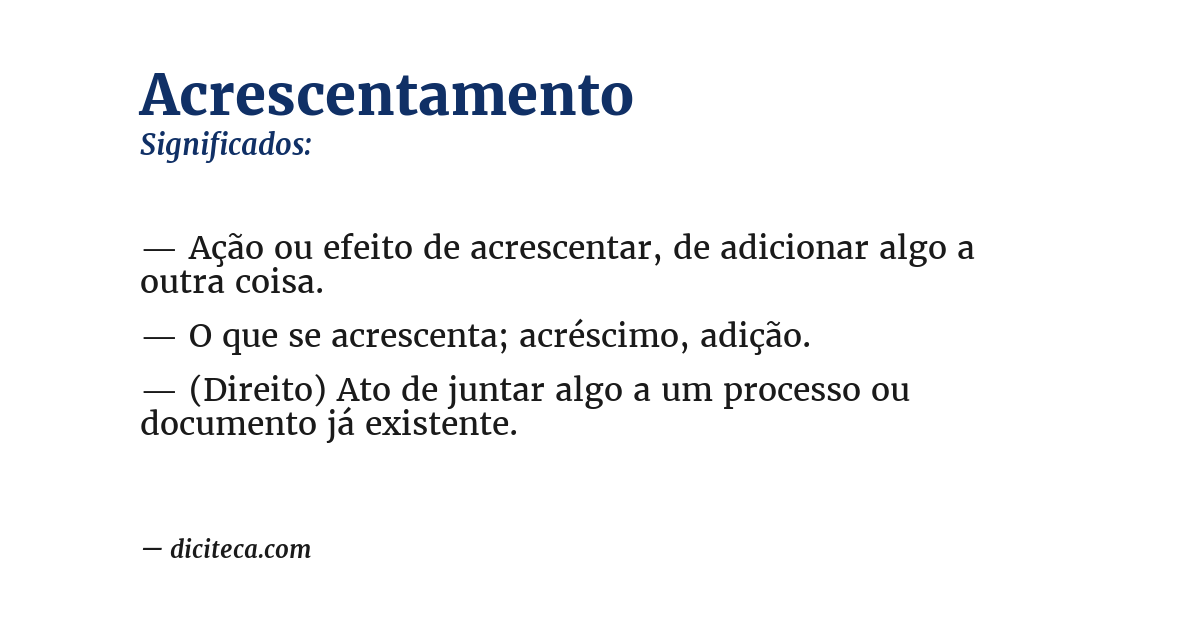 Significado de acrescentamento