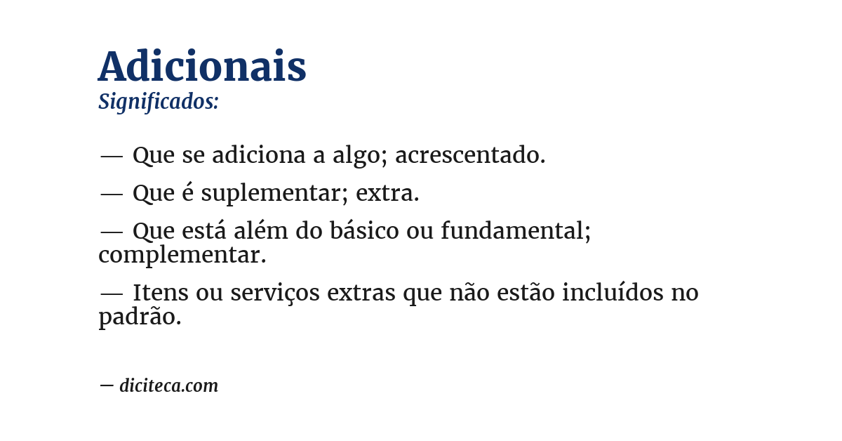 Significado de adicionais