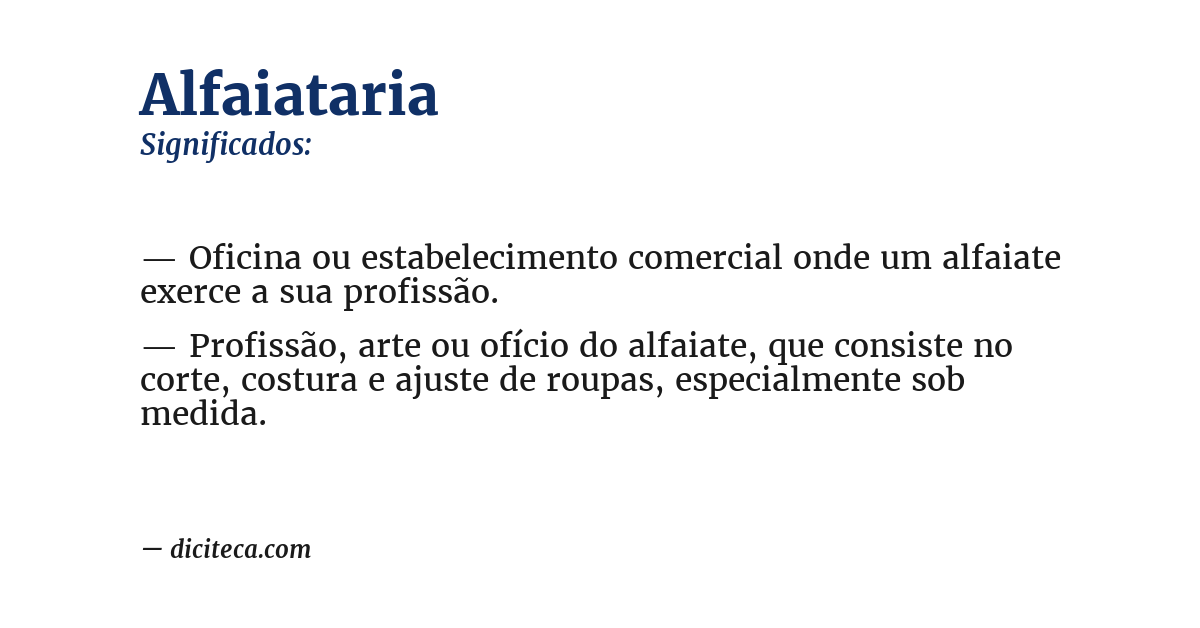Significado de alfaiataria
