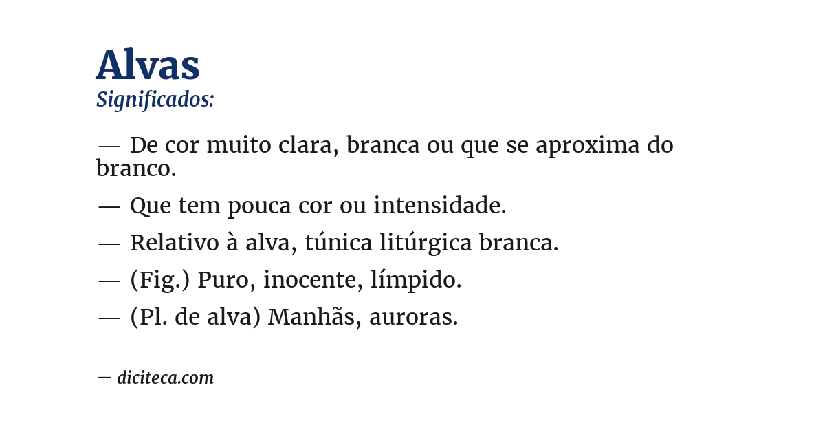 Significado de alvas