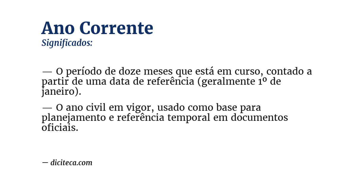 Significado de ano corrente